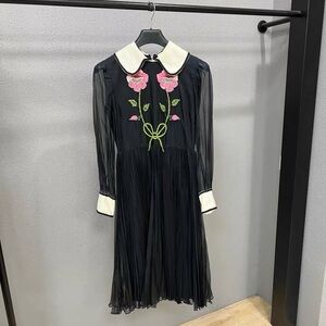 Authentic Gucci Black Dress with Pink Floral Design